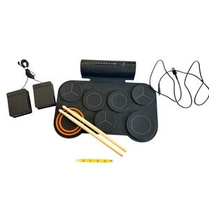 Donner DED-20 Roll-Up Electronic Drum Pad Set, Peddles, Built-In Speaker, Sticks
